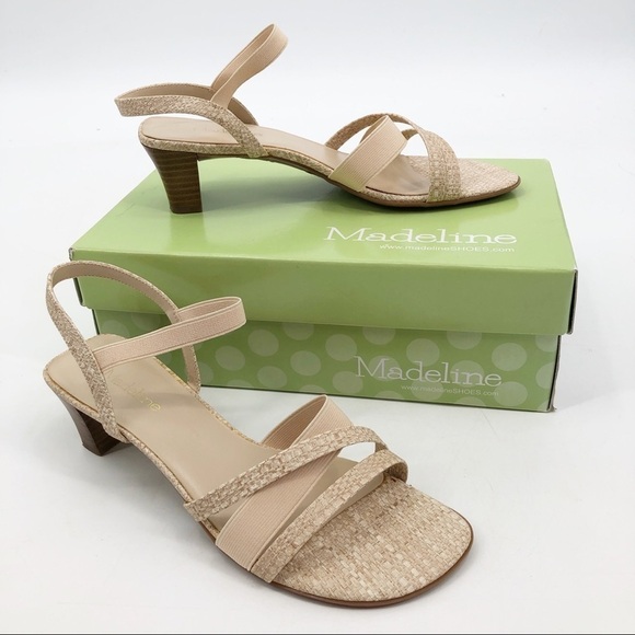 Madeline Women's Scrabble Sandal Block Heels Strappy Open Toe Cream Size 6.5M - Picture 2 of 12